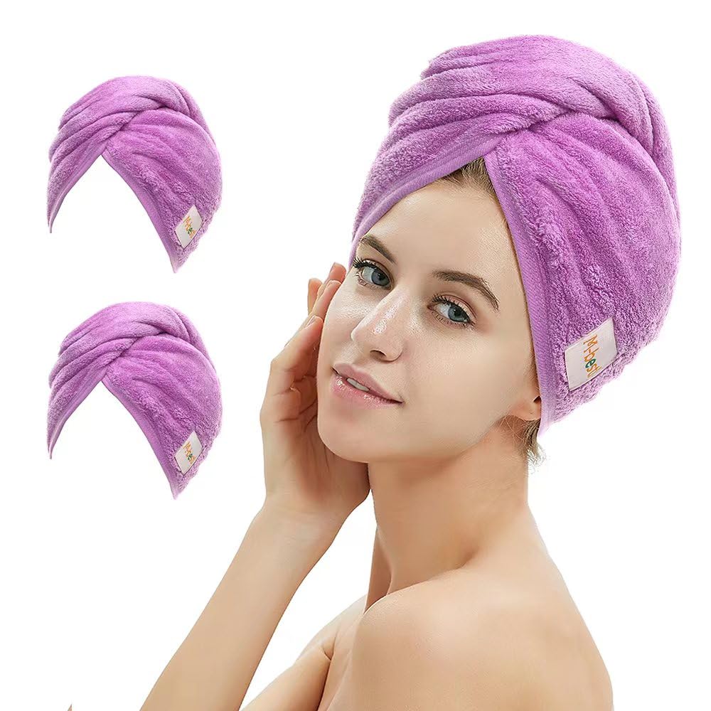 Quick Dry Purple Hair Towel Set