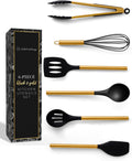 Black and Gold Kitchen Utensils Set - Stylish 6-PC Silicone Set