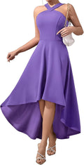 Formal Cocktail Halter High Low Dress - Flattering Fall Party Look