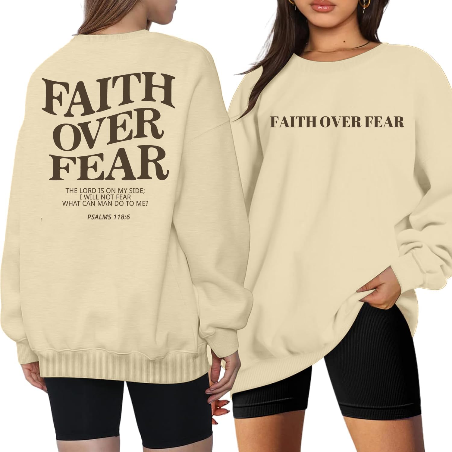 Faith Over Fear: Oversized Christian Sweater