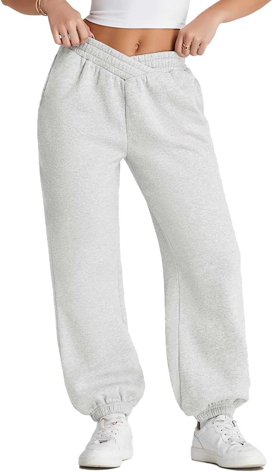 Herseas Women's V Crossover Waist Sweatpants for Cozy Comfort