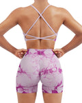 Seamless Workout Sets Strappy Sports Bra High Waist Booty Shorts Top