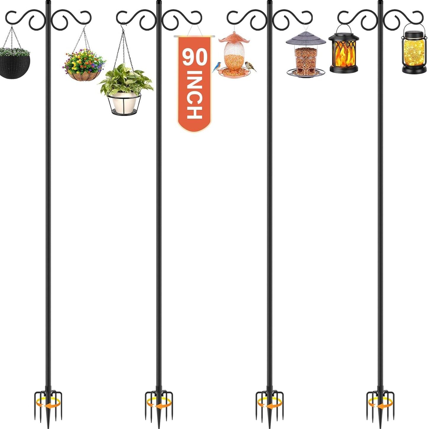 Double Shepherds Hooks for Outdoor Garden Decoration and More