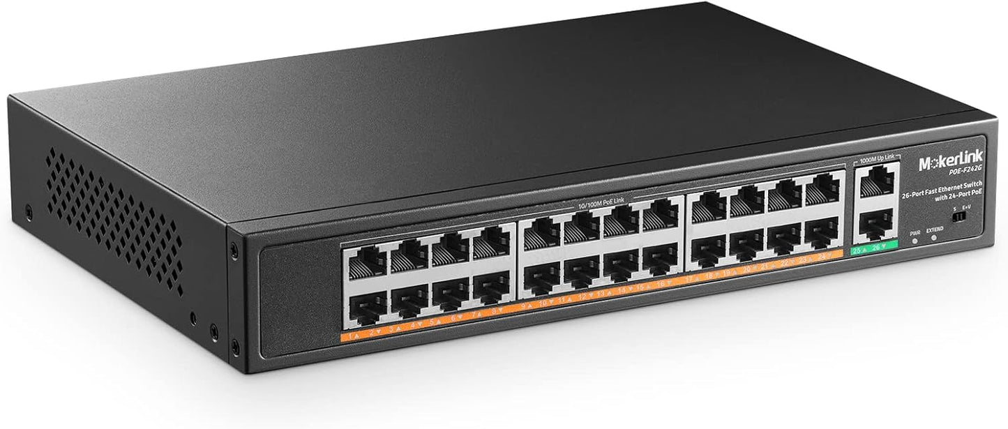 MokerLink 24 Port PoE Switch with 2 Gigabit Uplink Ports
