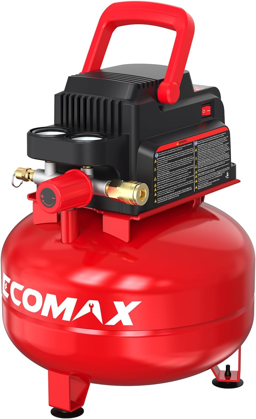 ECOMAX 3 Gal Pancake Air Compressor: Powerful 1/3 HP, Max 110 PSI