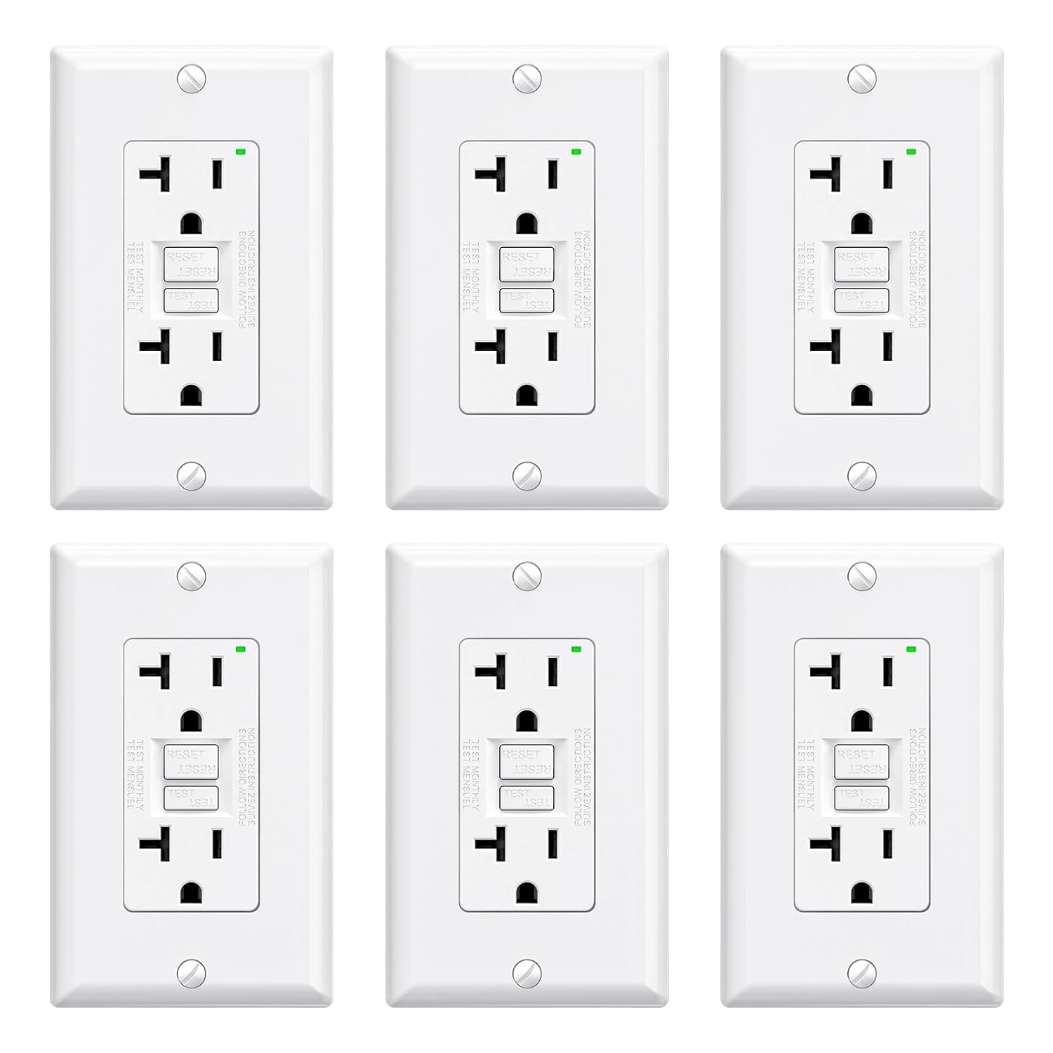 ELEGRP GFCI Outlet 20 Amp with Self-Test and LED Indicator