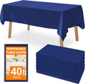 40 Pack Blue Plastic Table Cloths Disposable 54 x 108 in - Party