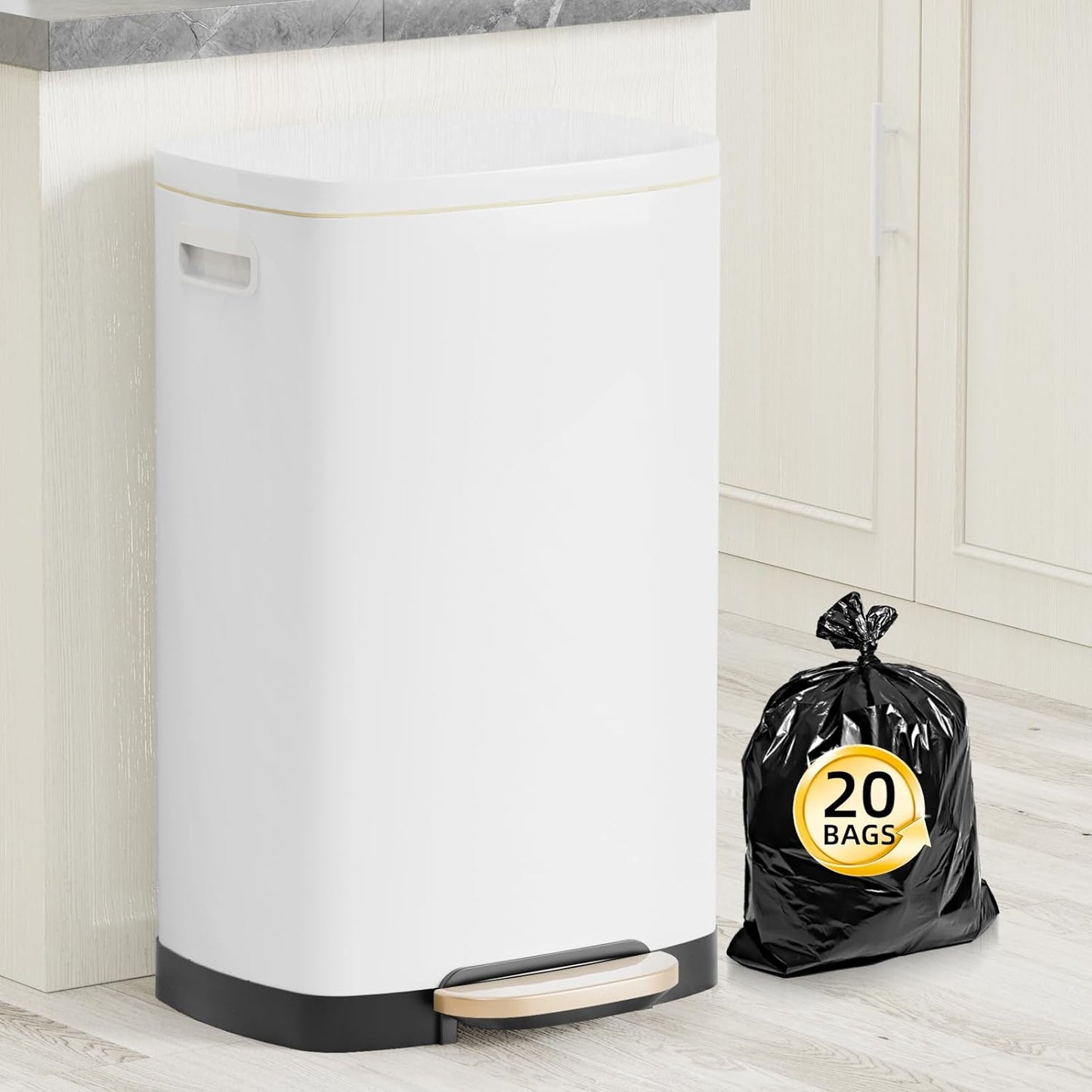 13 Gallon Stainless Steel Trash Can with Soft Close Lid for Home