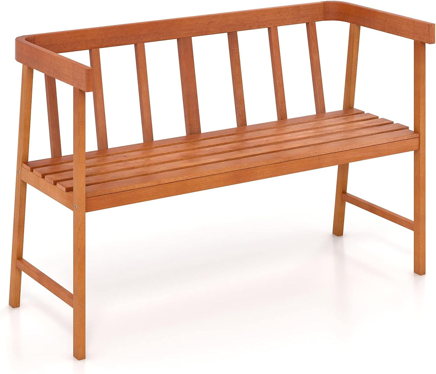 Tangkula Outdoor Eucalyptus Wood Bench for Garden and Patio