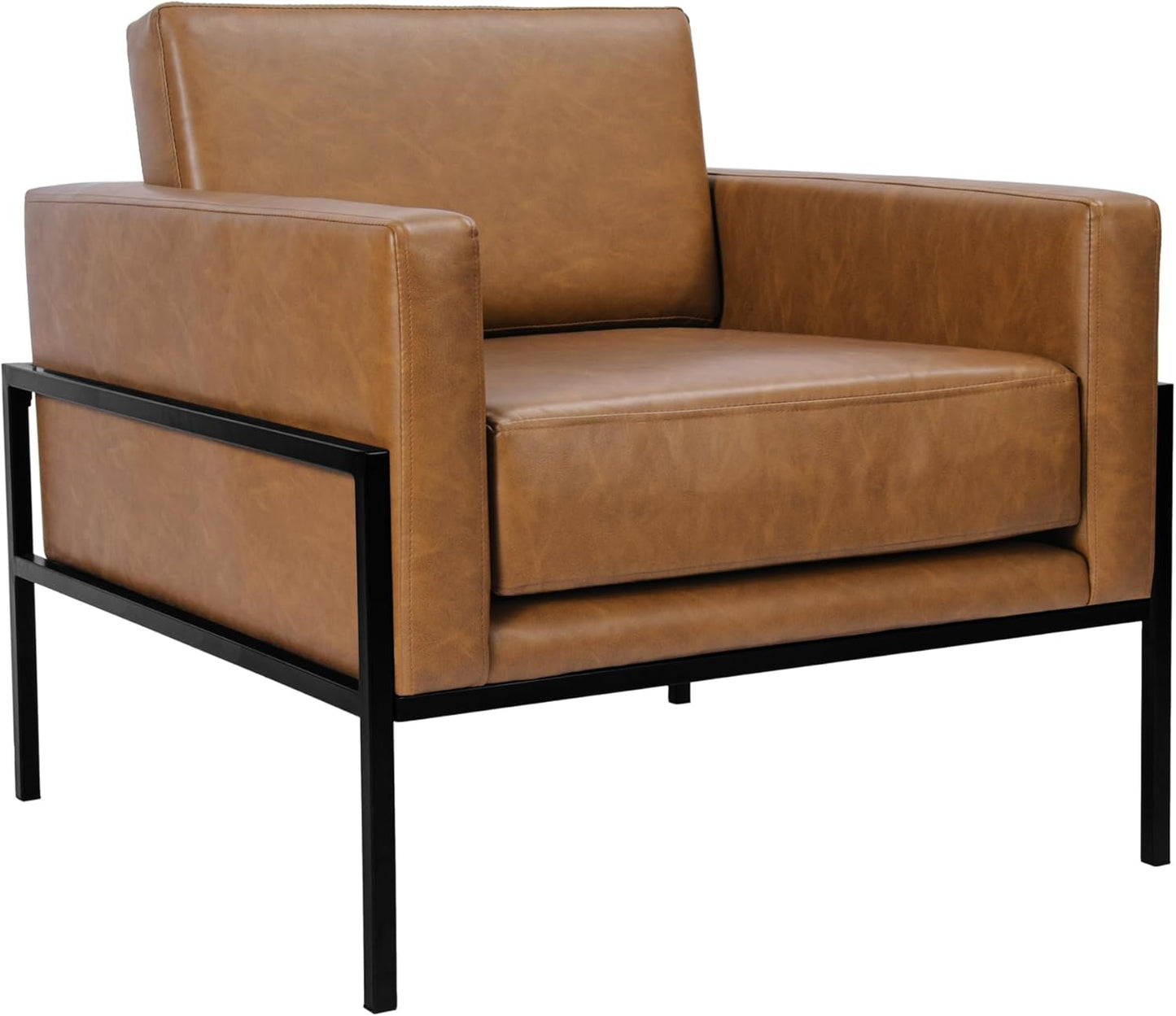 Modern Metal Frame Accent Chair | Stylish Carmel Faux Leather