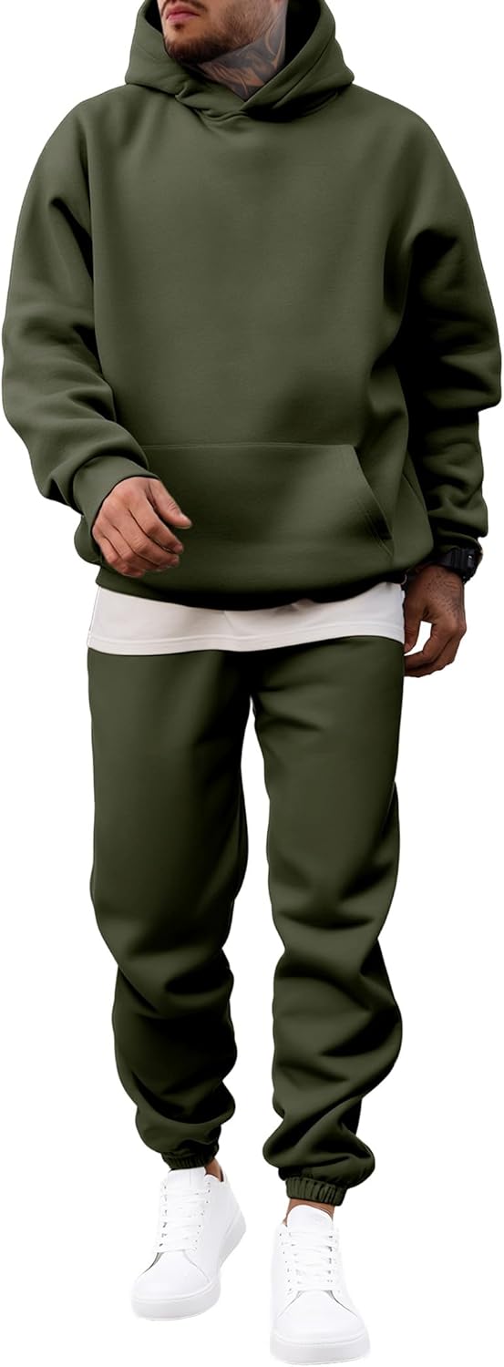 JMIERR Men's 2 Piece Outfits Hoodie Sweatshirt Tracksuit Set