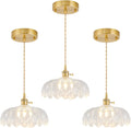3 Pack Glass Pendant Lights Kitchen Island - Vintage Brass Adjustable
