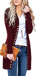 MEROKEETY Women's Long Sleeve Snap Button Ribbed Cardigan - Soft