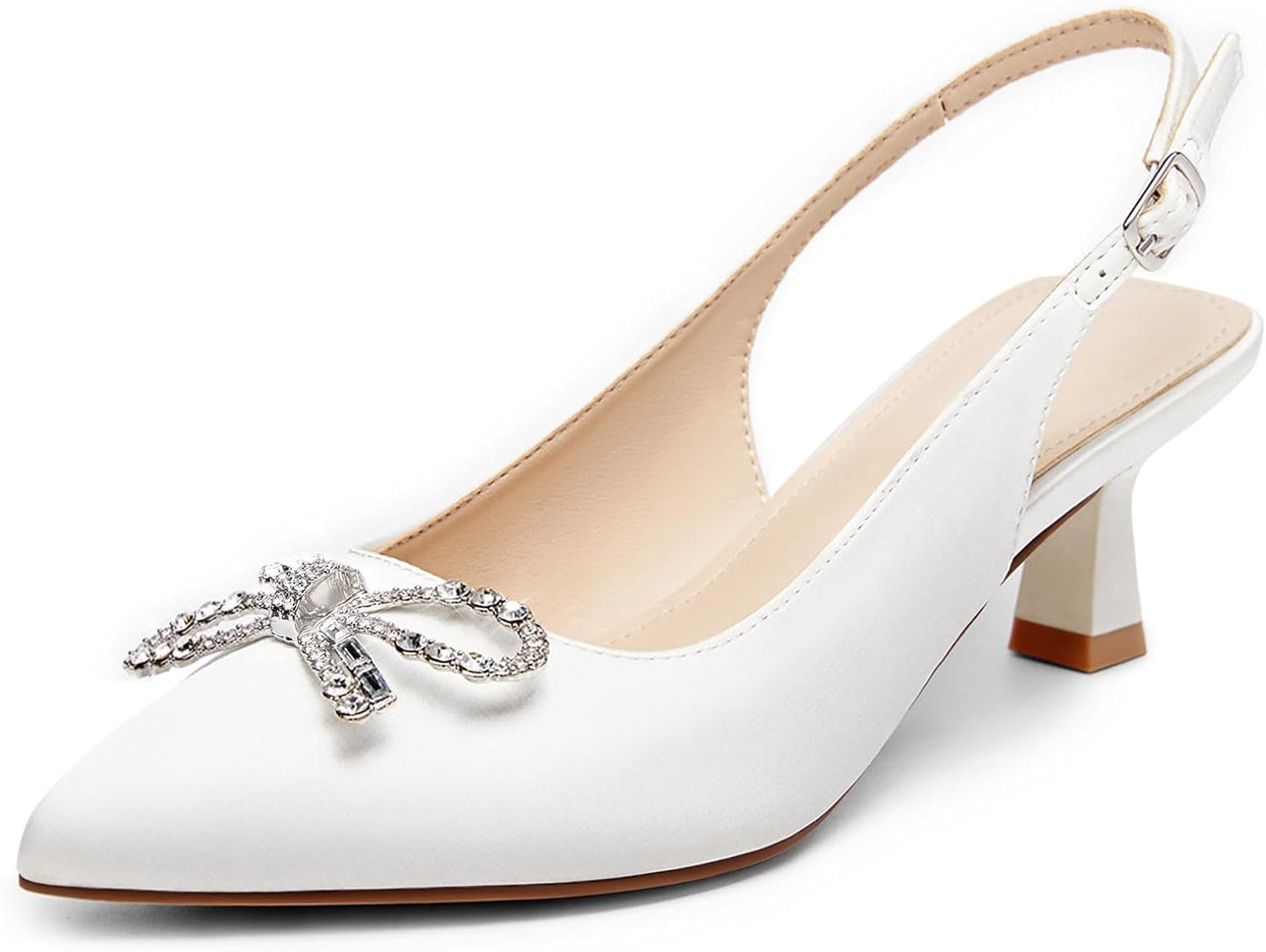 Coutgo Womens Kitten Heels Satin Pumps for Elegant Occasions