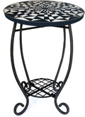 LIFFY Outdoor Side Table 12in Round Ceramic Top - Compact Patio Accent