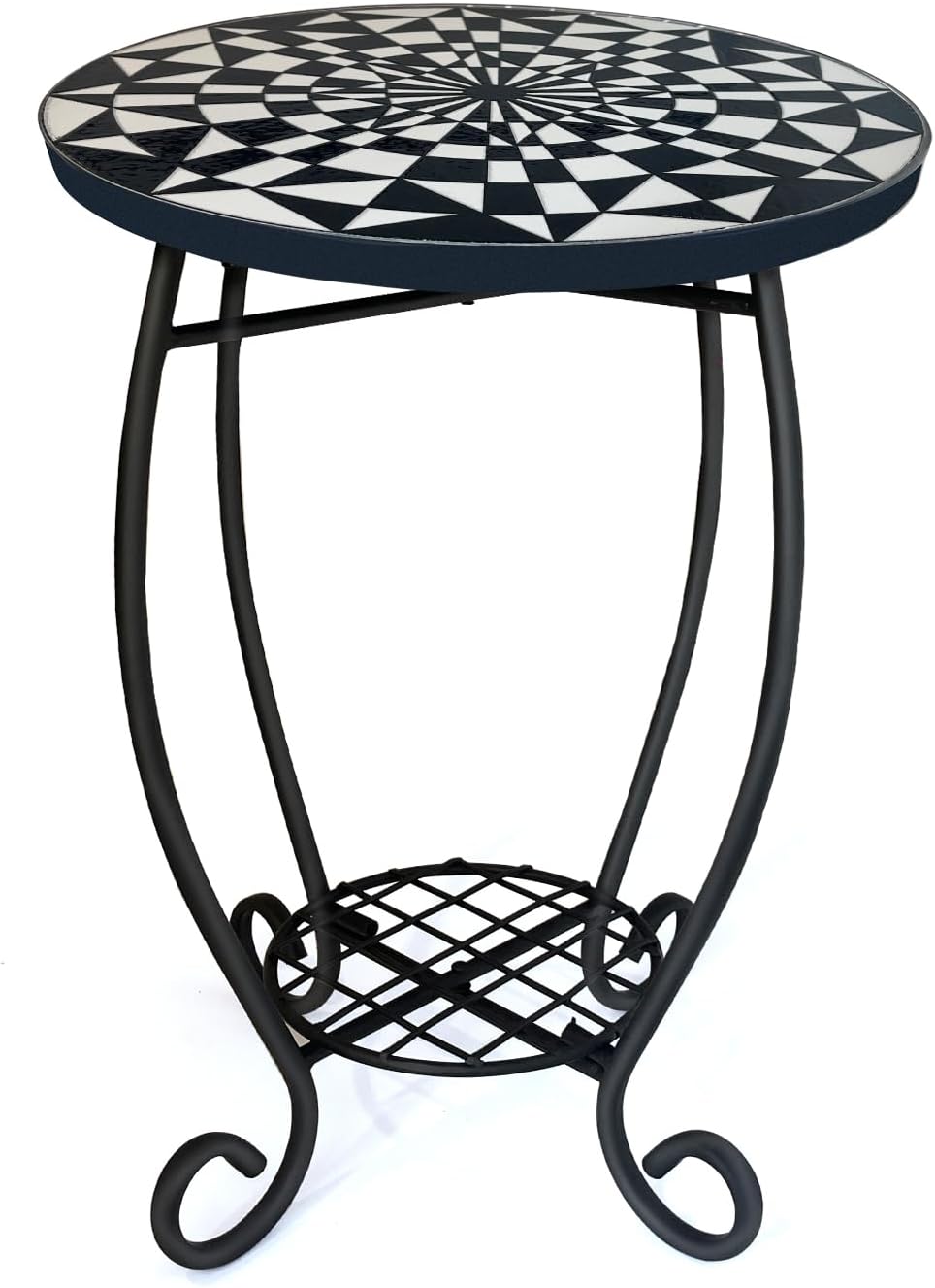 LIFFY Outdoor Side Table - 12 Round Ceramic Accent Table