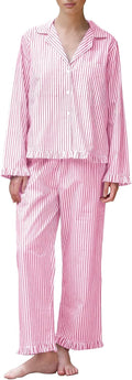 Womens Striped Cotton Pajama Set - Comfortable 2-Piece Sleepwear