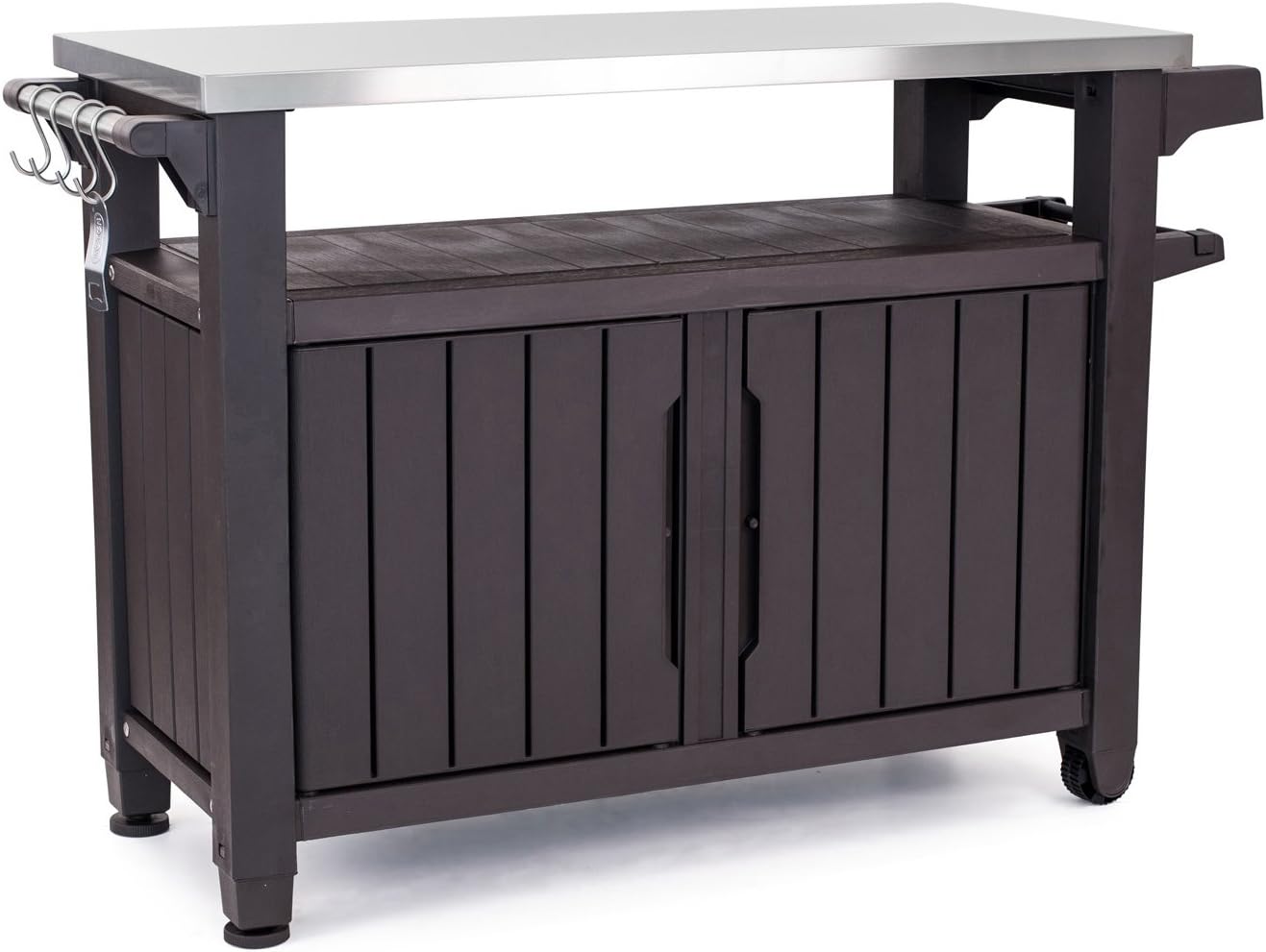 Keter Outdoor Rolling Table Cart for Food Prep and Storage