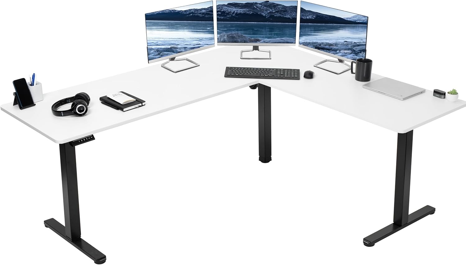 Electric L-Shaped Standing Desk with Memory Height Adjustment 63ft