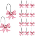 Pink Bow Knot Resin Shower Curtain Hooks by Gracelife