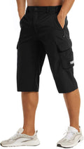 Men's Workout Gym Shorts 3/4 Capri Quick Dry Zipper Pockets