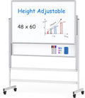 Dry Erase Whiteboard Height Adjustable Easel Stand Rolling White Board