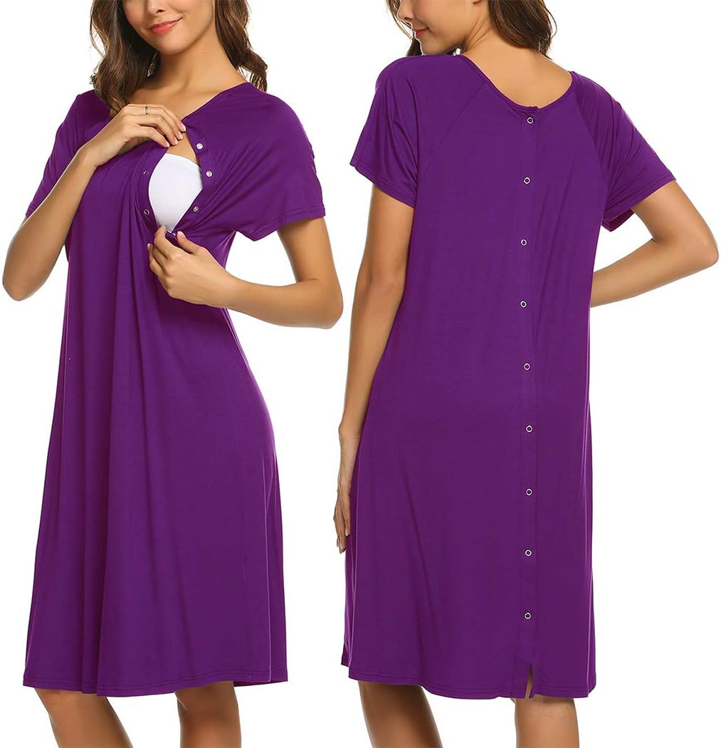 Ekouaer Womens Nursing Nightdress for Labor and Delivery