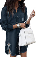 Zilcremo Women Denim Shirt Dress - Casual Button Down Tunic 4