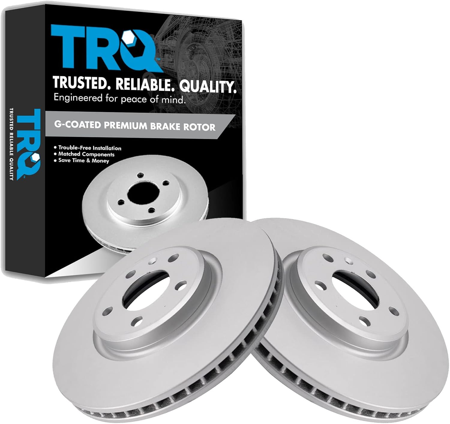 TRQ Front Brake Rotor Set for 2009-2018 Audi Vehicles