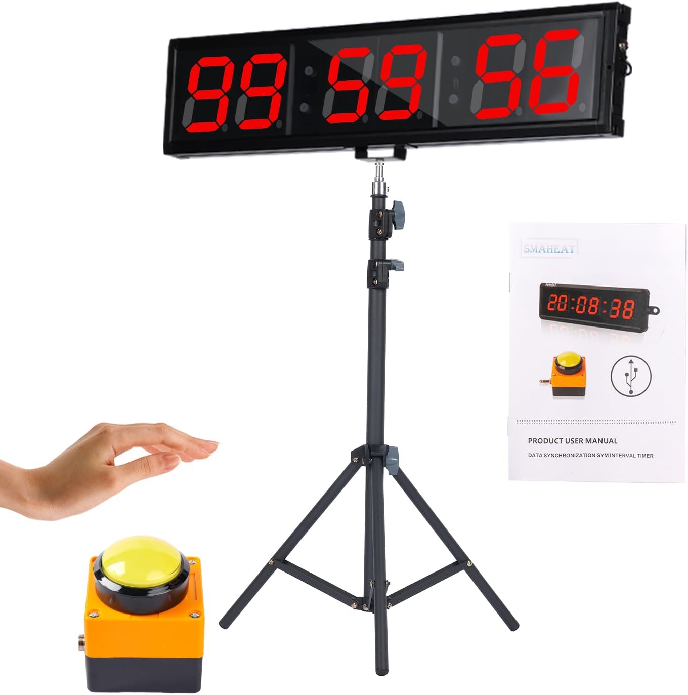 Fitness Timer with Stopwatch Button for Home and Gym Use