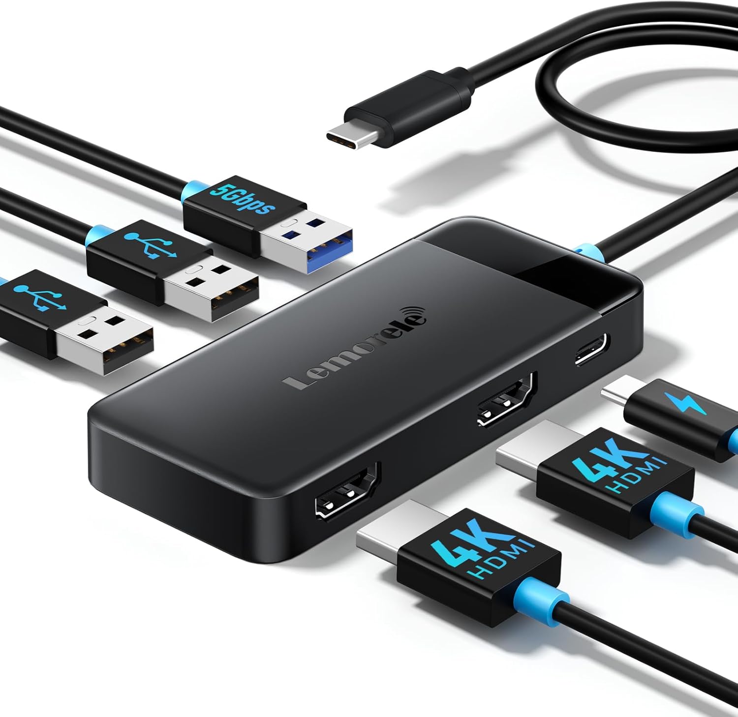Lemorele Docking Station Dual Monitor USB C Hub for Laptops