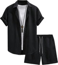 Men's Waffle Knit 2-Piece Shirt and Shorts Set - Lightweight Cruise