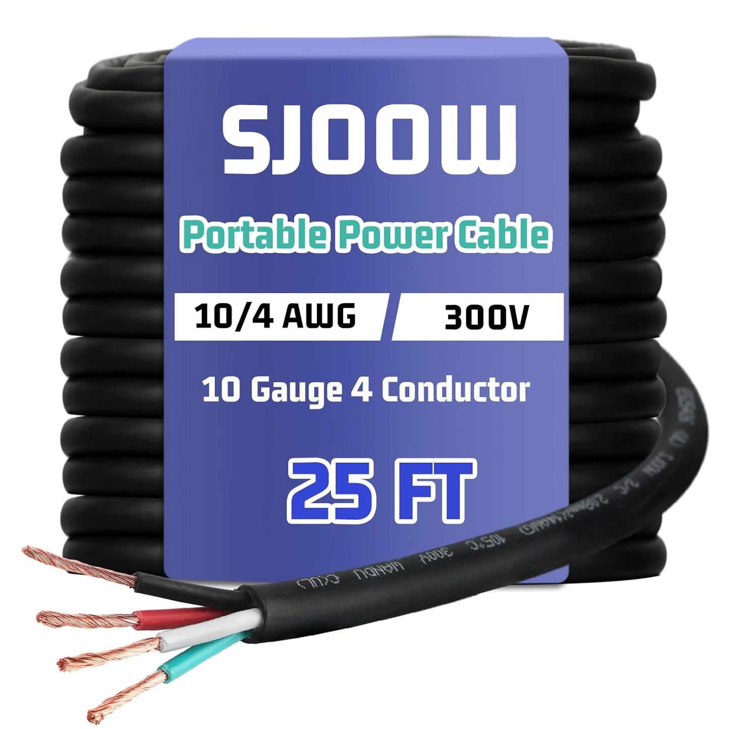 10/4 AWG 25 FT Portable Power Cable for Heavy Duty Use