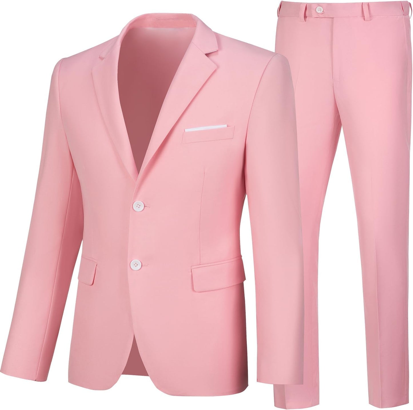 Mens 2 Piece Slim Fit Pink Suit for Business and Weddings