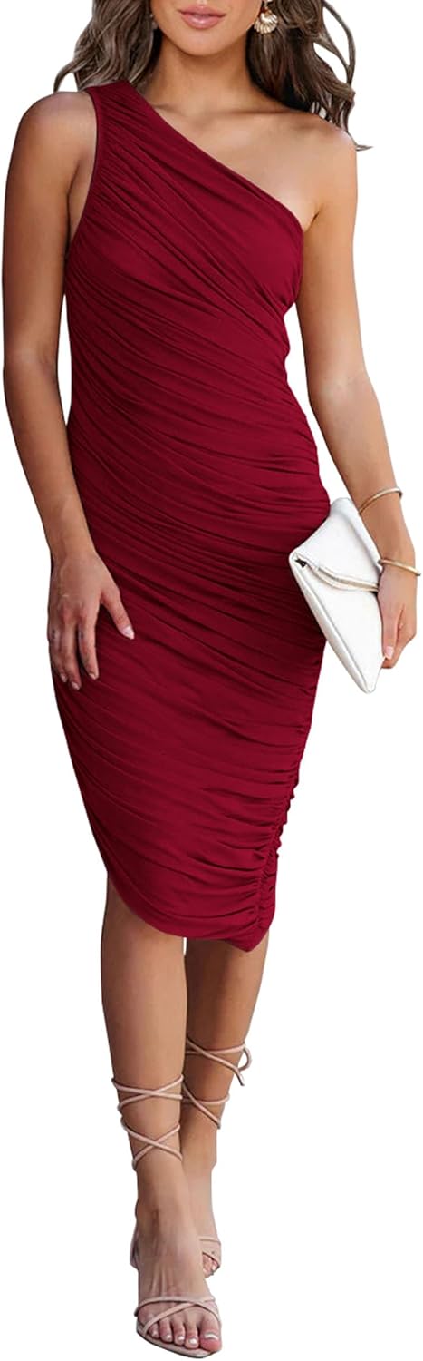 Elegant One Shoulder Bodycon Dress for Summer Weddings and Parties