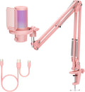 FEELWORLD VM1 Pink USB Gaming Microphone - Clear Sound for Streaming