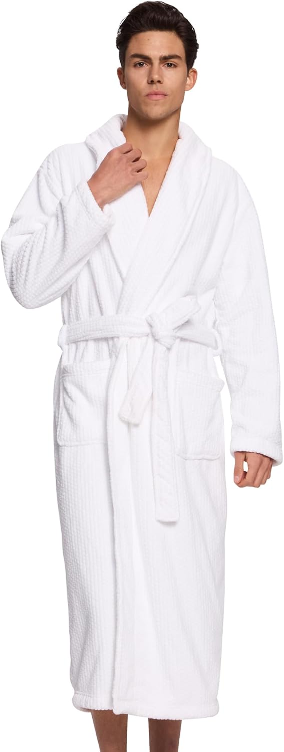 Men's Shawl Collar Bathrobe - Soft Long Towel Robe for Men