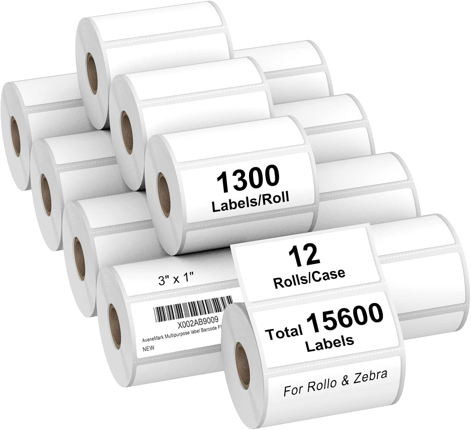 AveneMark 12 Rolls Direct Thermal Labels - 1300 Labels/Roll