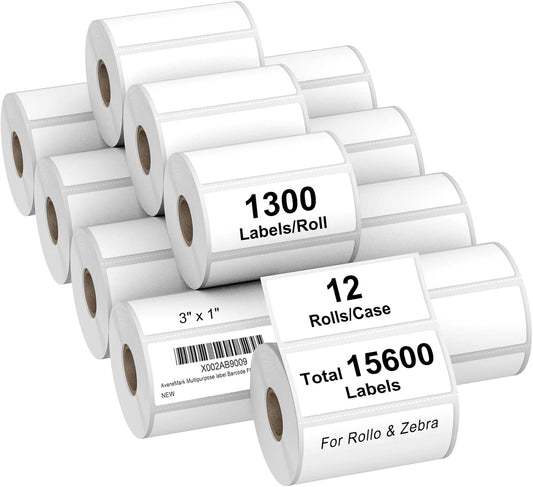 AveneMark 12 Rolls Direct Thermal Labels - 1300 Labels/Roll