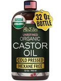 Organic Castor Oil Cold-Pressed 32 fl oz - Nourish Hair & Skin