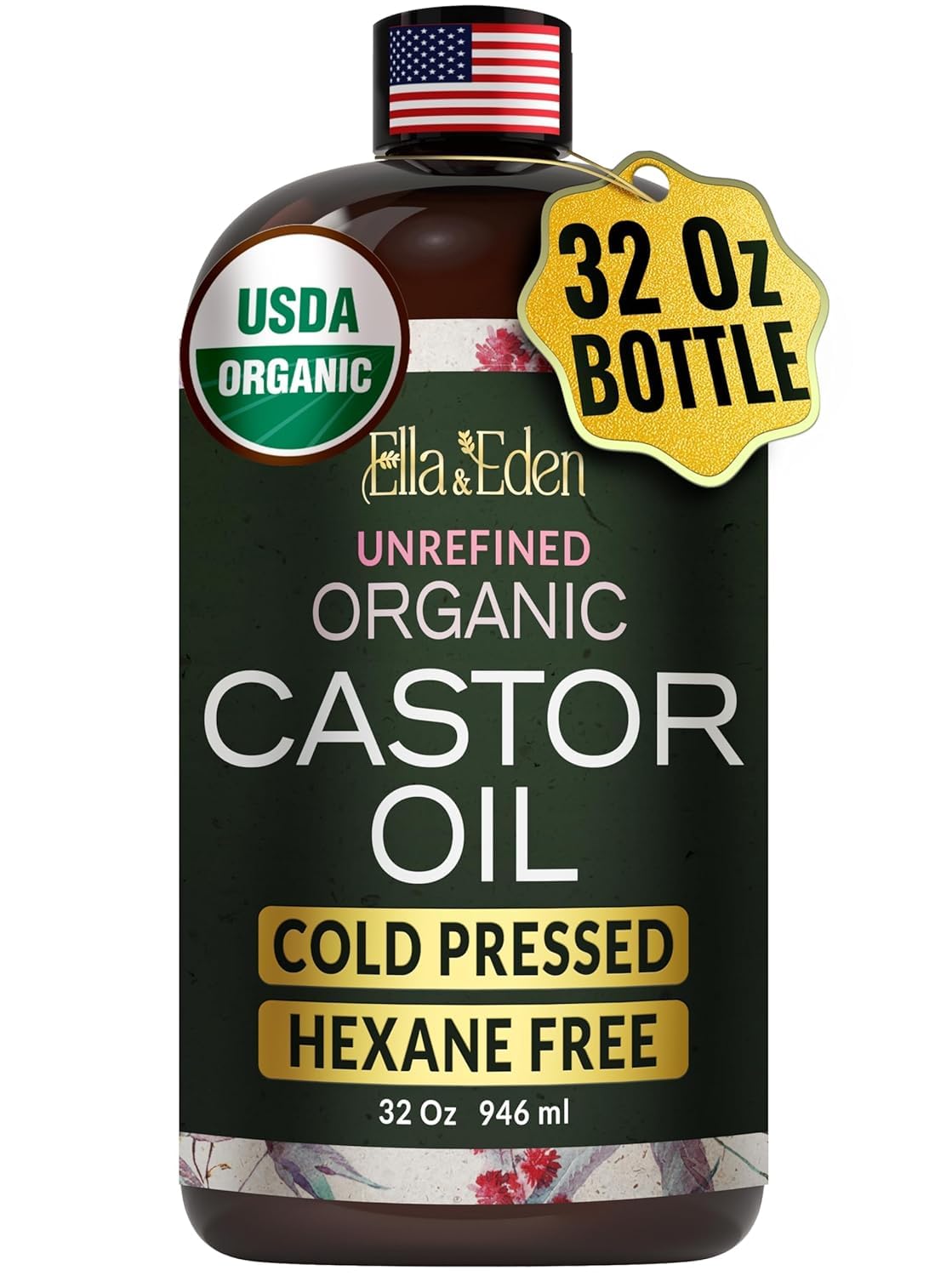 Ella & Eden Organic Castor Oil for Hair Growth and Skin Care