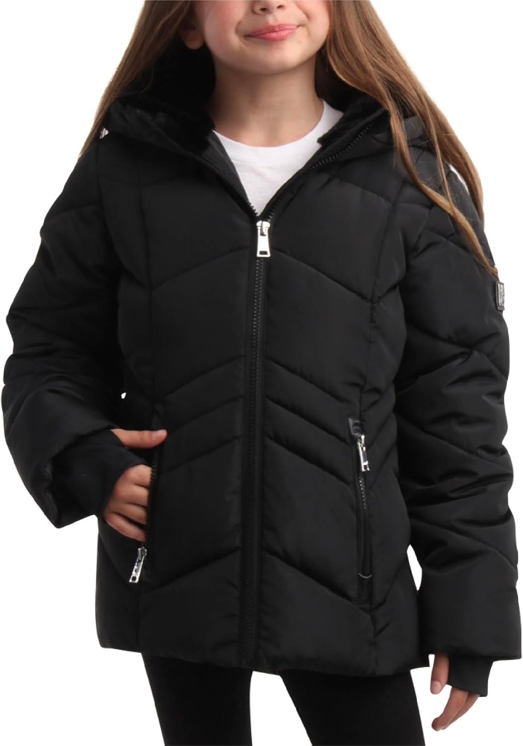 DKNY Girls Winter Jacket - Heavyweight Sherpa Lined Parka