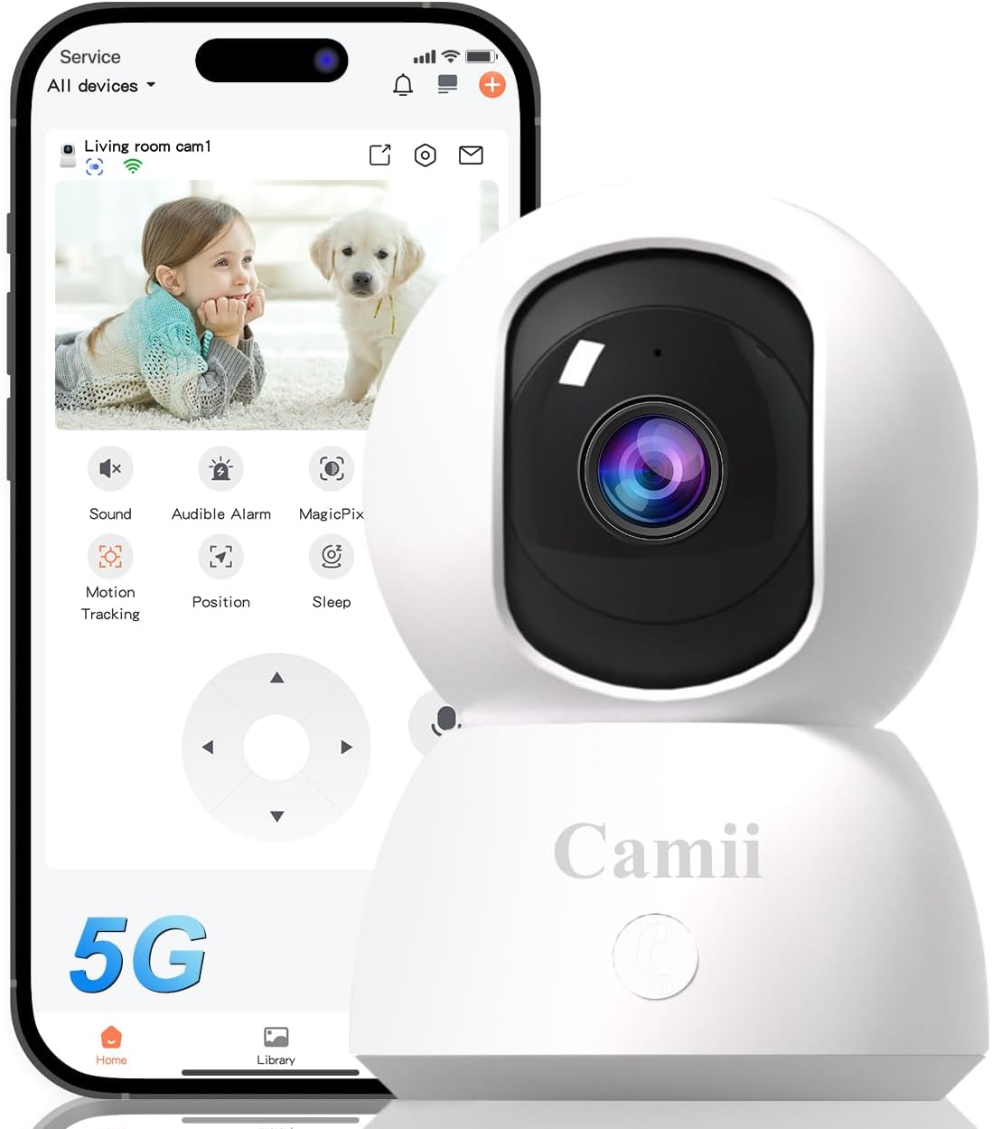 Camii 2K Pet Cam: Dual Band WiFi, 24/7 Storage, 2-Way Audio