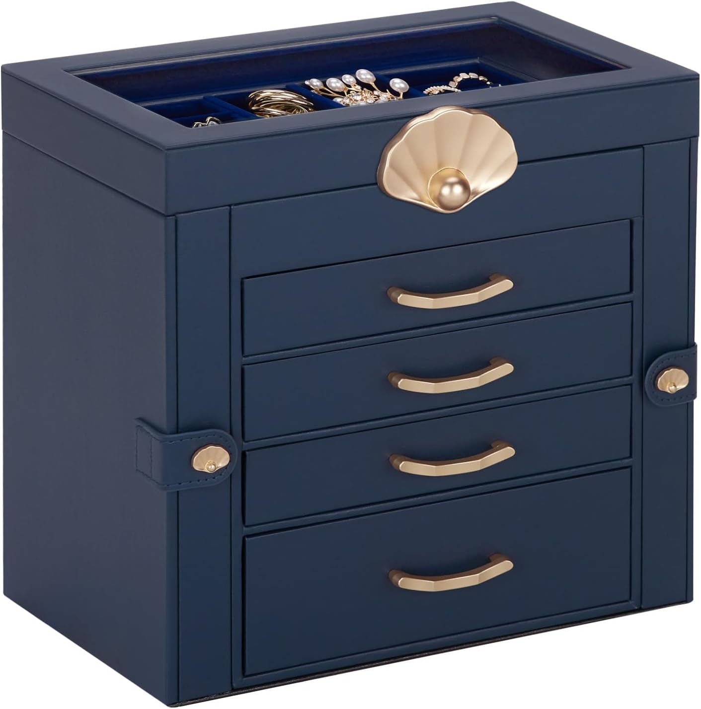 Jewelry Box with 4 Drawers for Earrings and Necklaces Storage