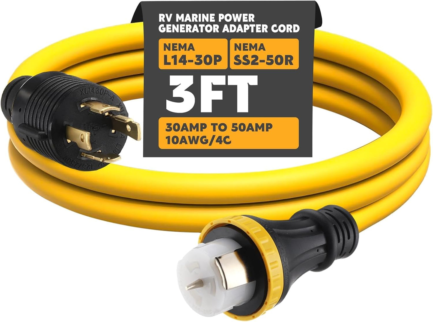3FT NEMA L14-30P to SS2-50R Adapter Cord for RV and Marine Use