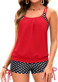 Tankini Swimsuit Two Piece Tummy Control Blouson Tank Top