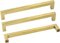 Gold Brass Drawer Pulls 25 Pack 7-1/2in Hole Centers - Modern Square