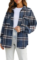 AUTOMET Womens Plaid Shacket Button Down Shirt Jacket - Cozy Layering