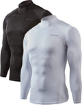 DEVOPS 2 Pack Men's Thermal Turtle Mock Neck Shirts - Compression