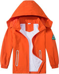 Kids Waterproof Hooded Jacket for Boys Girls - Lightweight Windbreaker